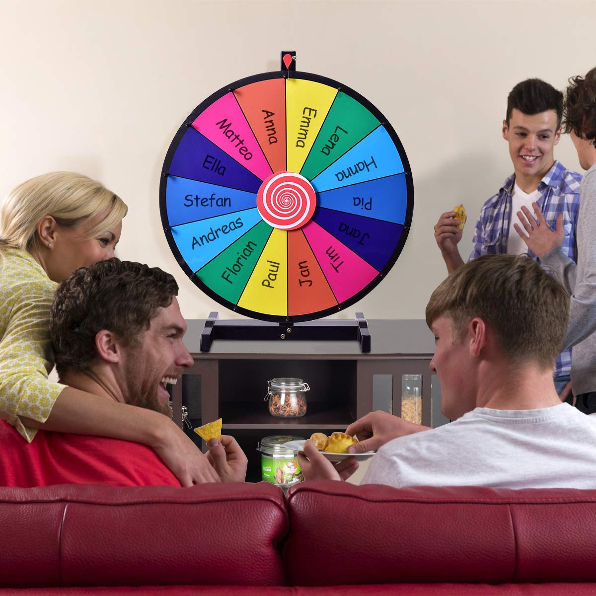 GOPLUS 24 Inch Prize Wheel, Spin Wheel for Lottery & Word Games with Marker & Eraser, Tabletop Game for Carnivals, Parties & Trade Shows, reusable Spinning Wheel (24").