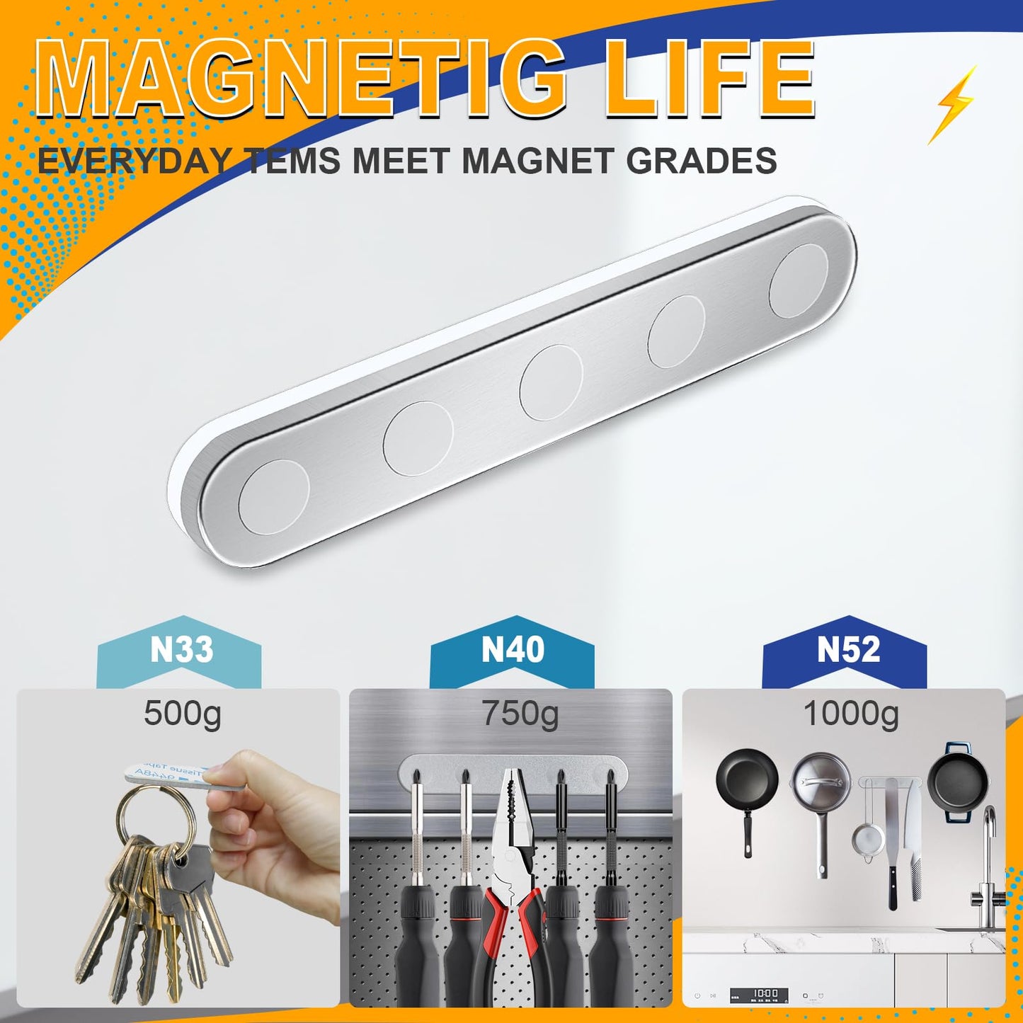 BKSAI 12pc Unbreakable Magnets Self-Adhesive Strong Magnetic Tape for Neodymium Magnets Adhesive Magnets 58x10x2mm Magnetic Tape Flat for School, Office
