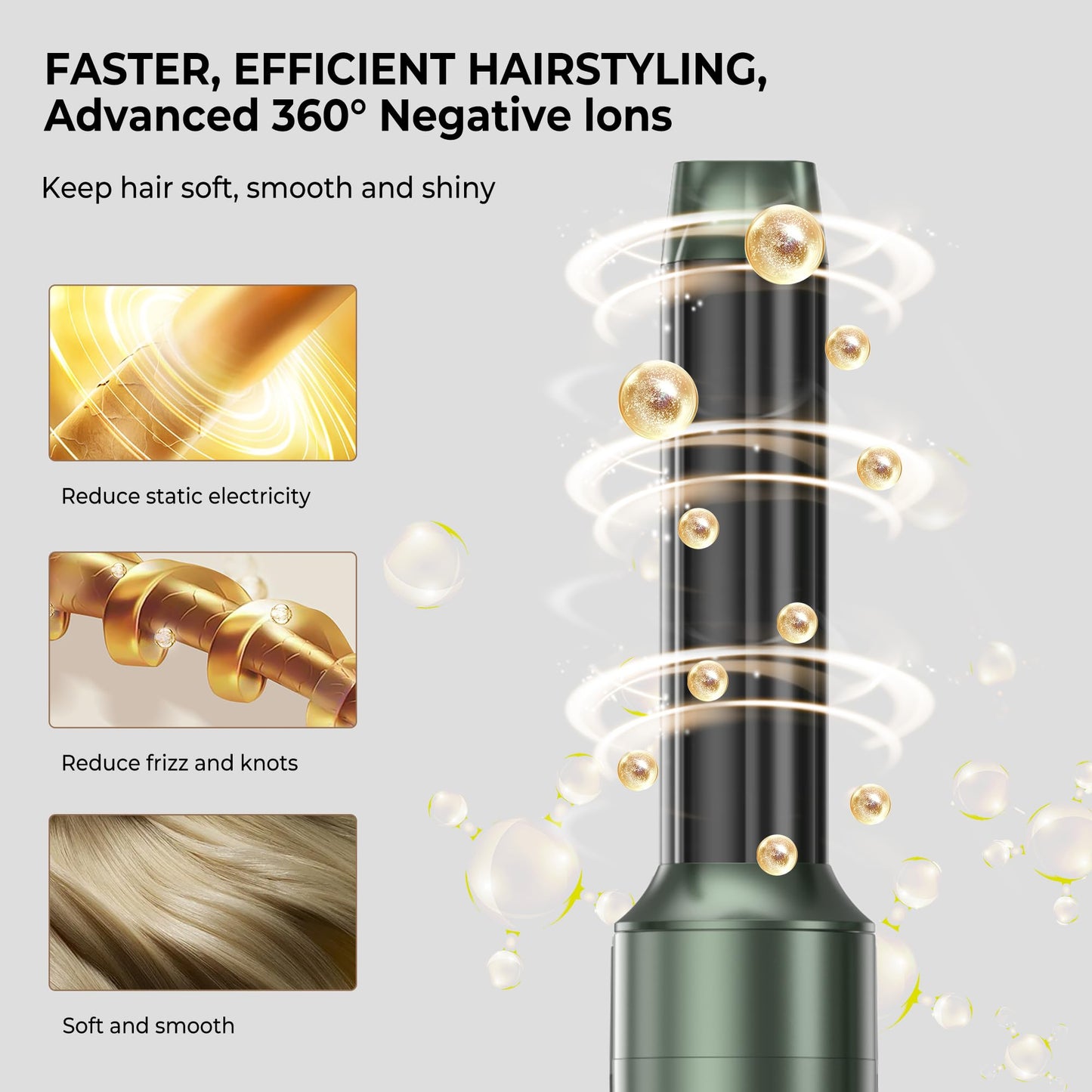 7 In 1 Air Styler, 11000RPM Hair Dryer Brush, Hot Air Brush Hair Styler, Ionic Hair Dryer with Blow Dryer, Left Right Curling Iron, Round Brush Dryer, Thermal Brush, Hair Straightener Brush, 3 Temperature & Wind Settings.