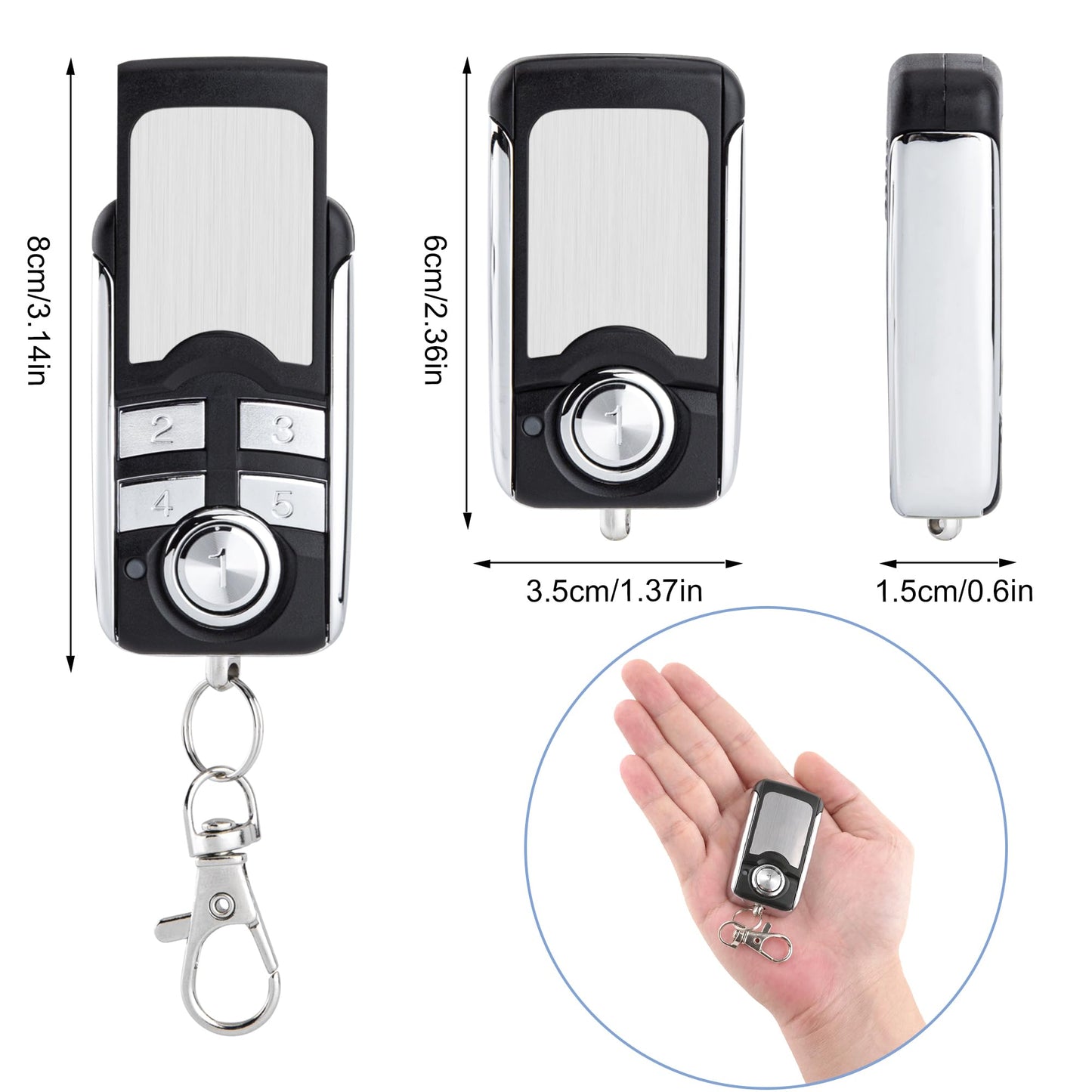 2 pieces garage door opener remote control compatible with Hörmann transmitters HSM4 HSE2 HS1 HS4 HSZ1 HSZ2 868 BS for Hörmann BiSecur SupraMatic ProMatic RollMatic RotaMatic garage door openers.
