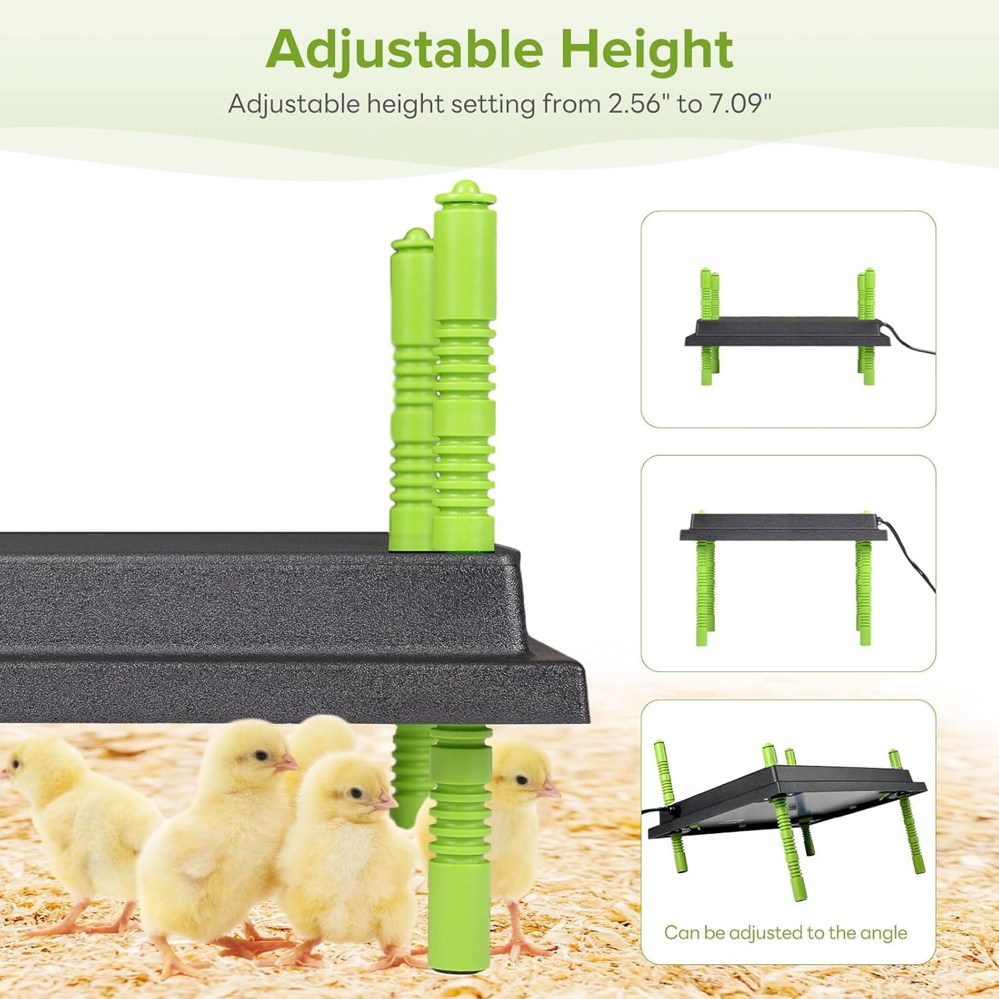 heninhill Heat Plate for Chicks 30x40cm Heating Plate Heat Lamp Adjustable height for Chickens Ducks Poultry Rearing (Black)