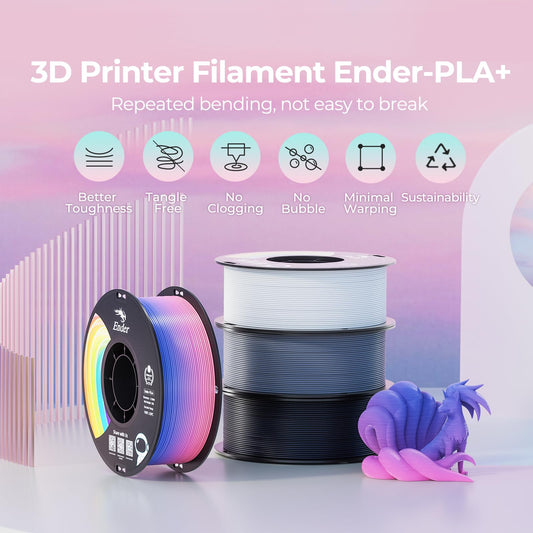 Creality Ender PLA+ filament for 3D printers, 1.75mm 3D printing filament, 1kg spool, dimensional accuracy +/- 0.02mm, compatible with most FDM 3D printers Black