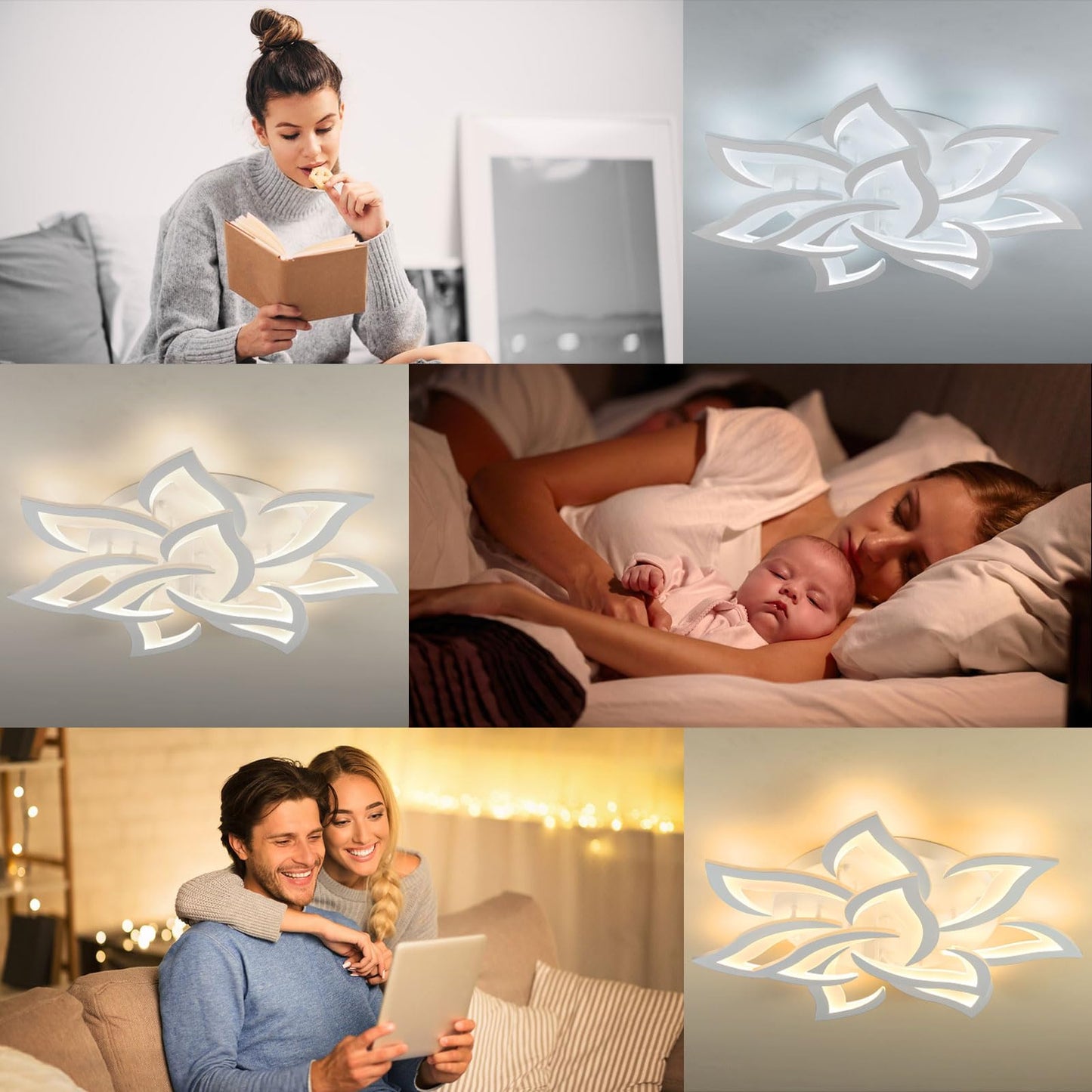 Sky angle LED ceiling light Dimmable, living room lamp with remote control, bedroom ceiling light modern ceiling lighting, Dimming 10 heads/Ø85cm/90W.