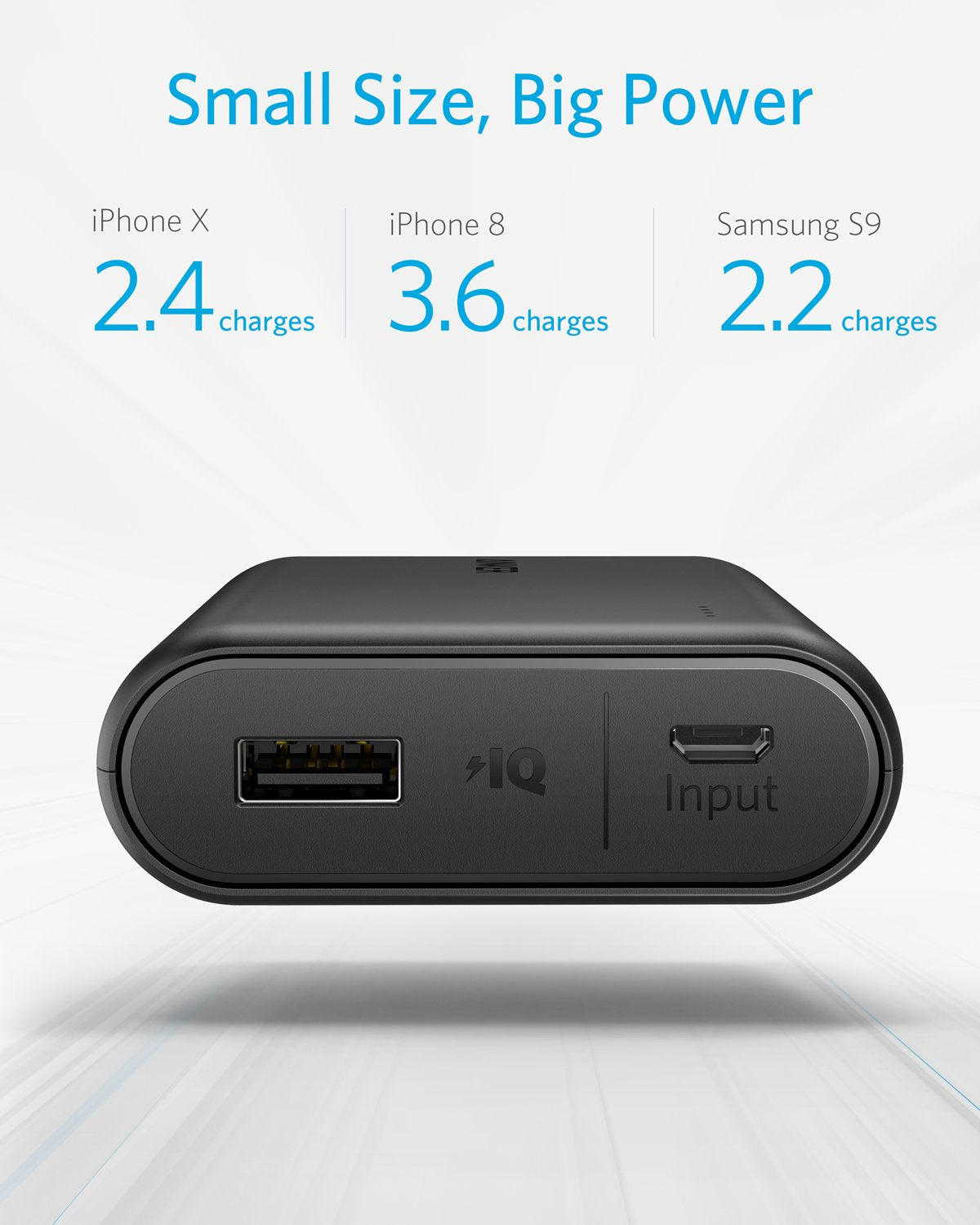 Anchor Powerbank PowerCore 10000mAh, the small and lightweight external battery, compact for iPhone XS Max/XR/XS/X/8/8Plus/7/6s/6Plus, iPad, Samsung Galaxy, and other smartphones (Black)