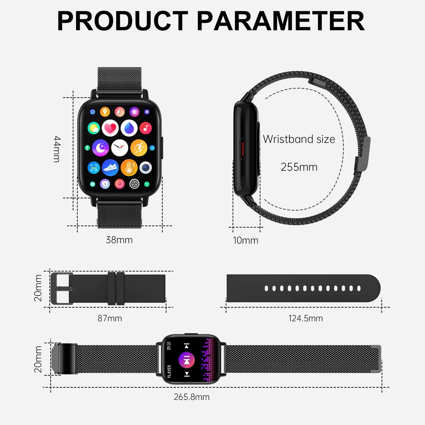 Erkwei smartwatch for women with bluetooth calls 1.69 inch fitness watch women heart rate monitor sleep monitor pedometer SpO2 fitness tracker pedometer calories music control