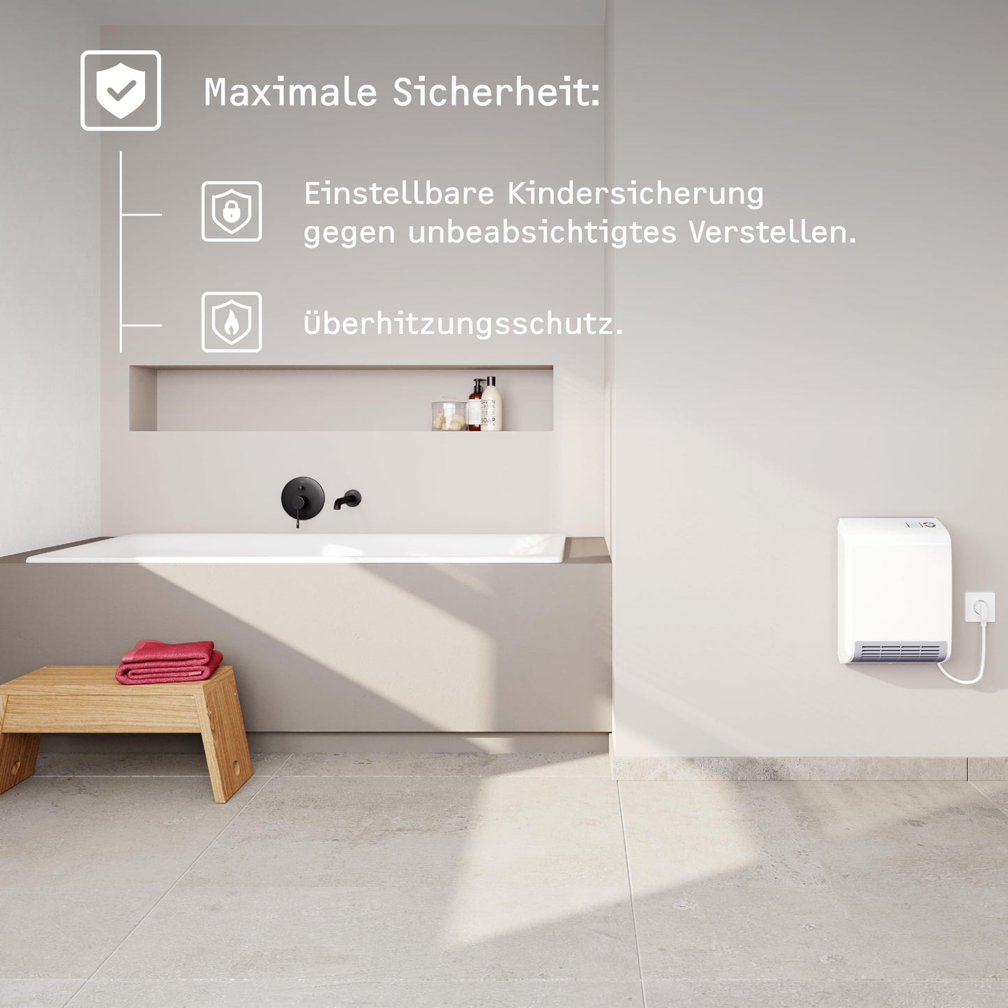 STIEBEL ELTRON Convector Heater CK 20 Trend LCD for approx. 25 m², TÜV tested, Made in Germany, LCD display, weekly timer, energy-efficient ceramic fan heater, bathroom, 2 kW, 236653.