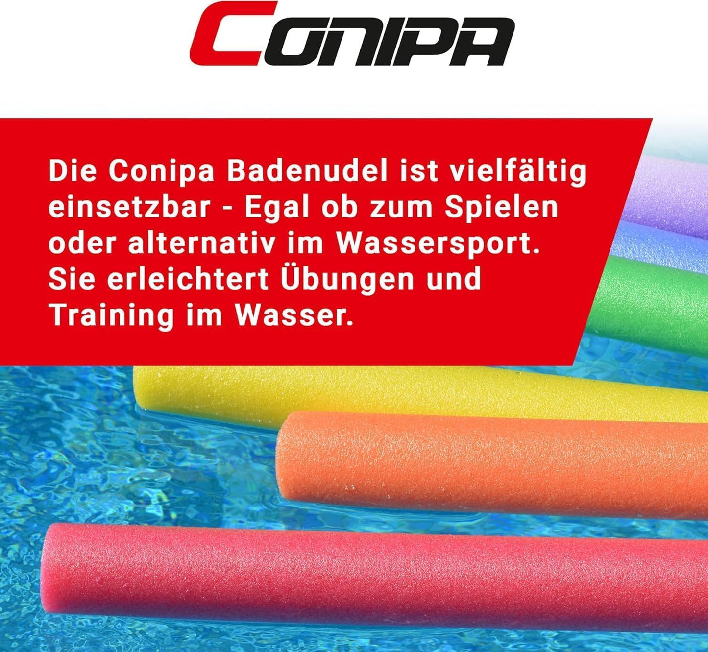 Conipa® - Swim noodles in a set (160 x 7 cm) for kids & adults (made of foam) - Pool noodle & pool toy set for ages 3-10 (Made in Europe) - Pool water noodle & pool noodle (2 x Blue)