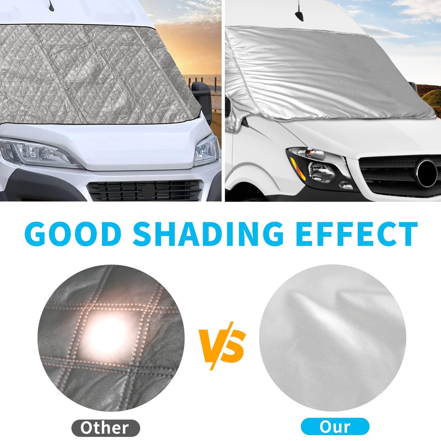 Windshield Wrap Cover Replacement for Mercedes Sprinter 2006-2018, Car Windshield Cover Replacement for VW Crafter 2006-2017, 600D Luxury Sunshade Waterproof Snow-Ice Protection