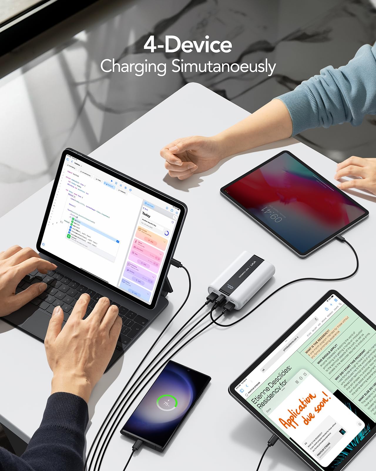 VRURC Powerbank 20000mAh Fast Charging 22.5W, USB C Power Bank Small and powerful External Battery Packs PD QC3.0 Battery Pack Compatible with iPhone, Samsung, Huawei, iPad, Switch etc. - White