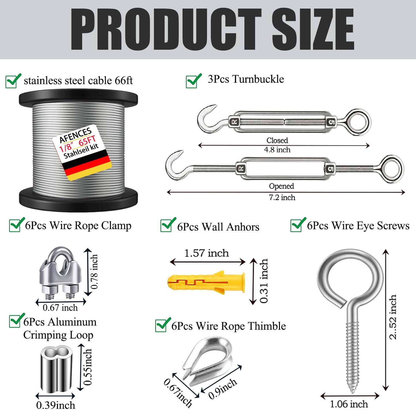 20m stainless steel rope 3mm coated + M5 tensioning system with eye hook | Weatherproof wire rope for plant climbers, decoration & laundry drying (3mm 20m stainless steel rope)