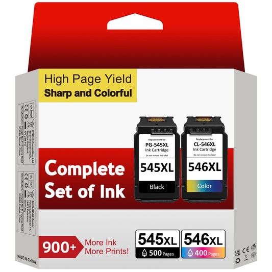 Ink cartridges 545 546 XL, Compatible with Original Canon Ink Cartridges 545 546 XL Multipack, PG-545/CL-546XL for Pixma TS3400 TS3100 TS3150 TS3300 TS3350 TS3450 TR4500 TR4551 MG2500 MG2550s MX495