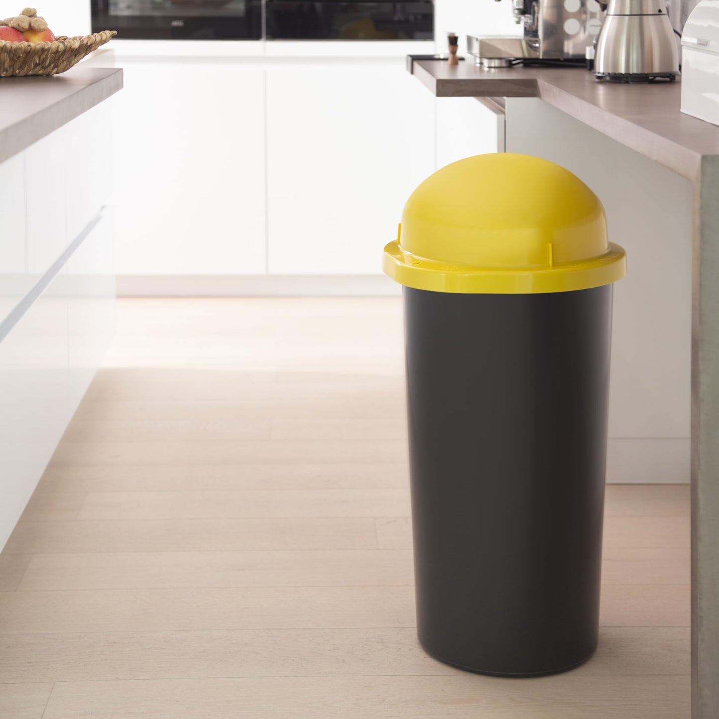 KUEFA HD 60L trash bag stand, trash can, with clamp ring for yellow bag/trash bag, solid, odor-proof and UV-resistant, universally applicable (yellow)