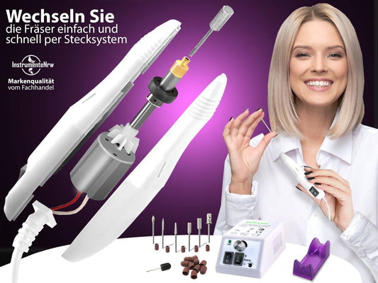 InstrumentsNRW Foot care device Callus remover Special foot care set for milling pedicure as a set with diamond grinder and sanding caps