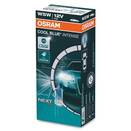 OSRAM COOL BLUE® INTENSE W5W, up to 4,000K, halogen signal lamp, folding box (10 lamps)