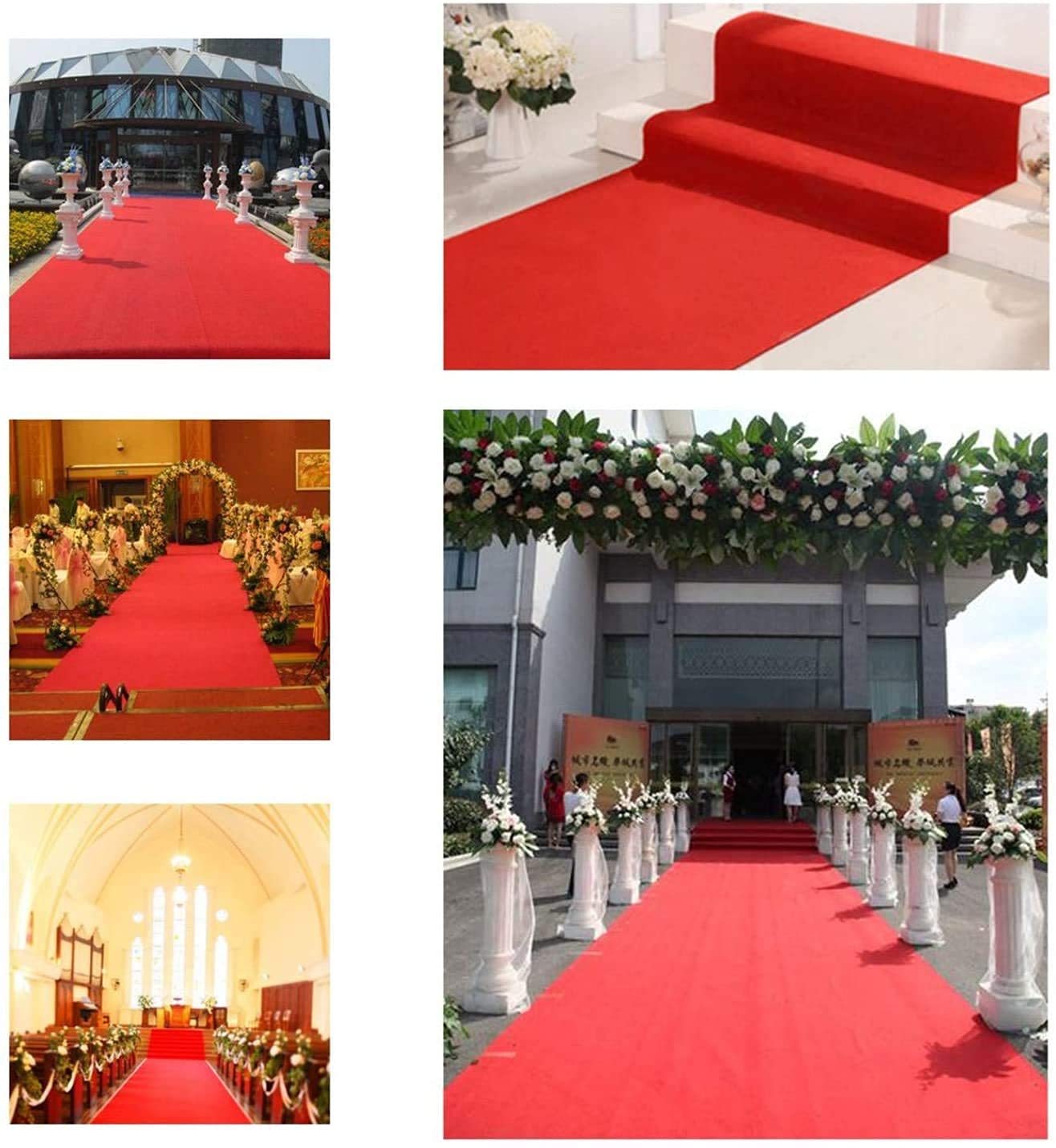 Uyoyous 100x1000cm Red Carpet, Wedding Runner Event Rug 2mm Red Carpet Aisle Runner, disposable mat for wedding, party, ceremony, wedding decoration.