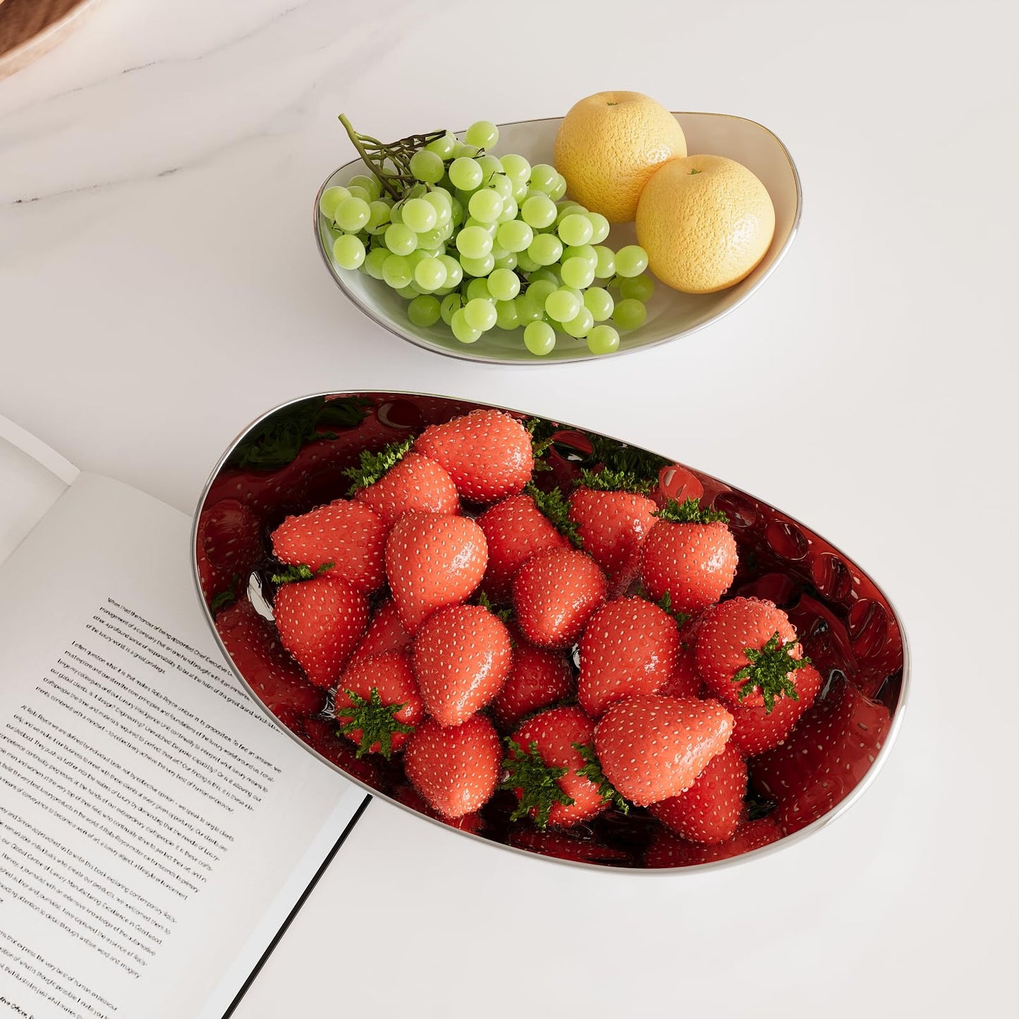 Acliy's 3-tier ceramic fruit bowl for kitchen, perfect for storing fruits and vegetables, snacks, nuts, desserts, and cakes. Great for parties and weddings.