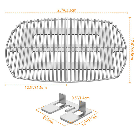 Onlyfire Stainless Steel Grill Grate, Replacement Grate (65.5 * 44.5 cm) for Weber Q300, Q320, Q3000, Q3100, Q3200 Gas Grills.