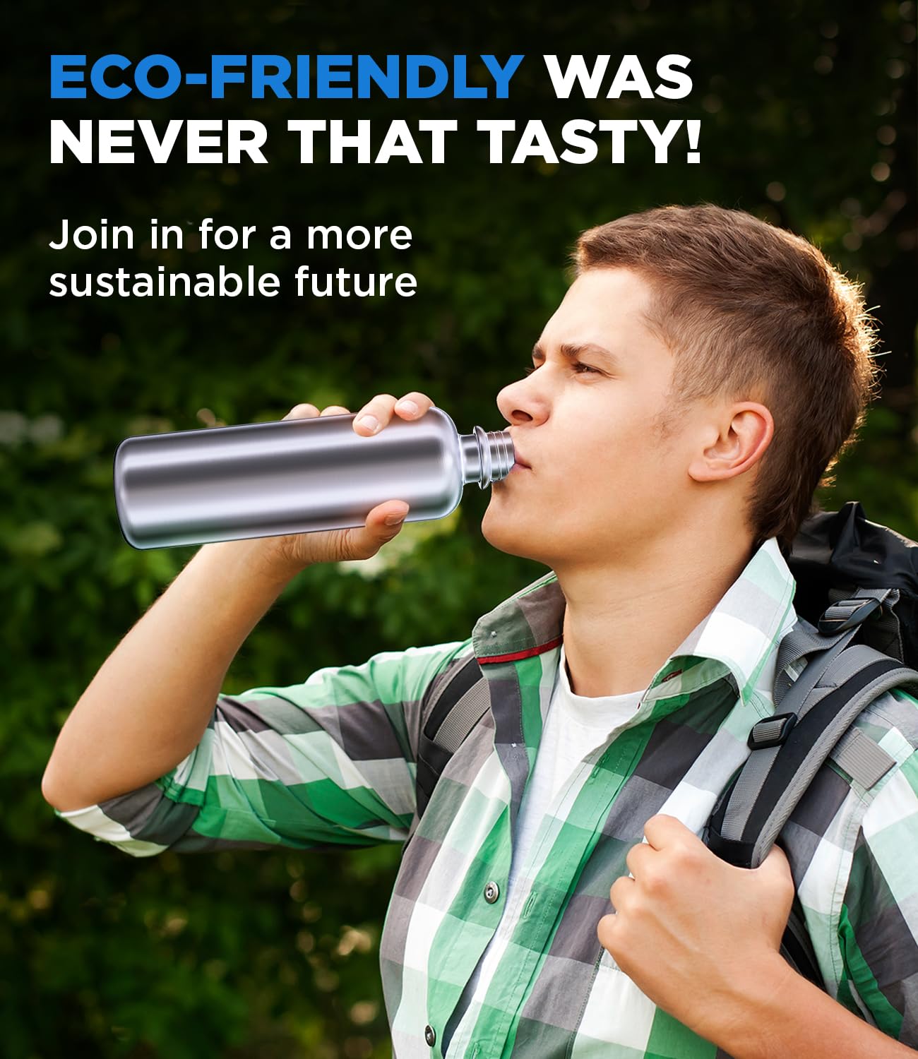 MATE OF STEEL® 100% plastic-free 750ml stainless steel bottle for Sodastream Terra, Fizzi & Art - Dishwasher safe stainless steel drinking bottle for soda streaming - Soda maker metal bottles.