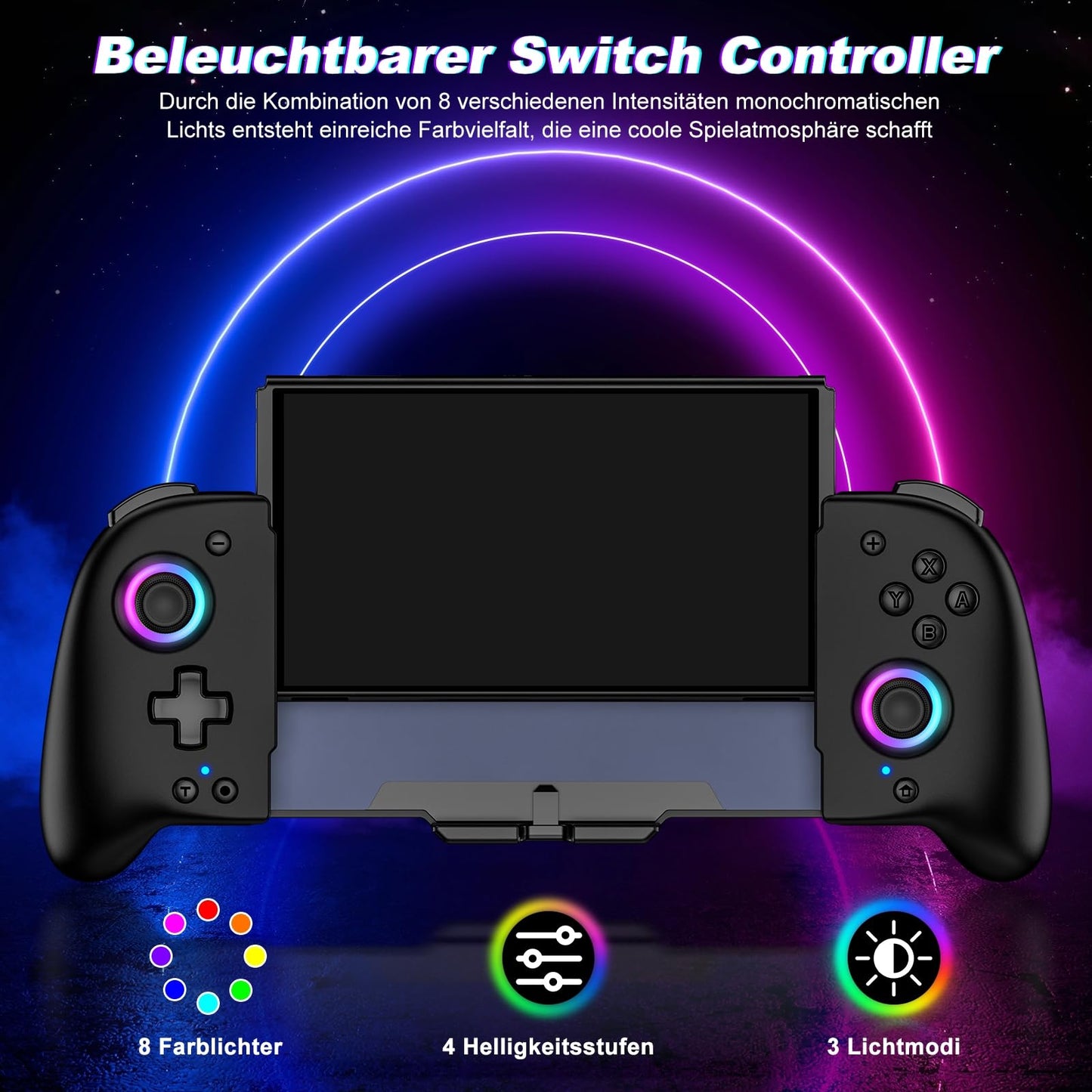 Elegamefy Switch Pro Controller, handheld controller with turbo/1000mAh/6-axis gyro/vibration/programmable wireless controller for Nintendo Switch/OLED.