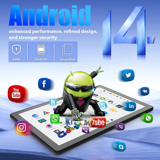 2025 Newest 11 inch Android Tablet with Octa-Core CPU, 14GB RAM+64GB ROM (expandable to 1TB), 6800mAh battery, Widevine L1, WiFi 6, Bluetooth 5.0, Type-C port, includes keyboard and mouse - Black