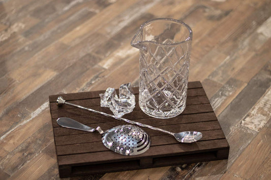 Buddy's Bar - Mixing set, stirring glass 500 ml, heavy quality, 27 cm bar spoon, strainer, high gloss polished stainless steel, food safe, dishwasher safe, bar set including gift box.