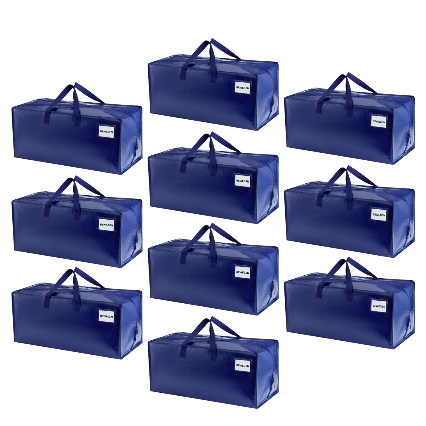 VENO 87-liter extra large moving bags with backpack straps, moving helpers, sturdy handles and zippers, clothes storage, laundry bags, reusable and sustainable (Blue, 10-pack)