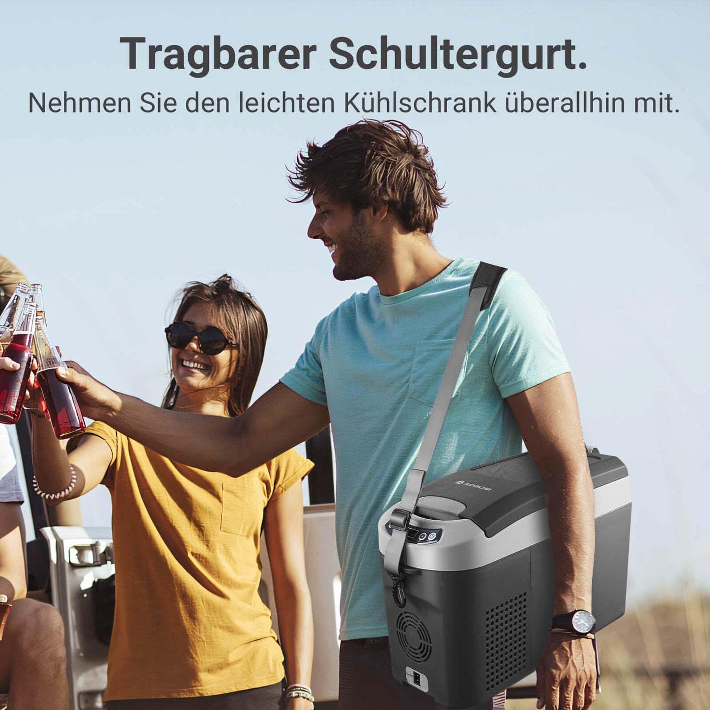 AAOBOSI compressor cooler 15 liters, car cooler -15℃~20℃, electric cooler 12/24V for car, truck, boat, RV, and socket.