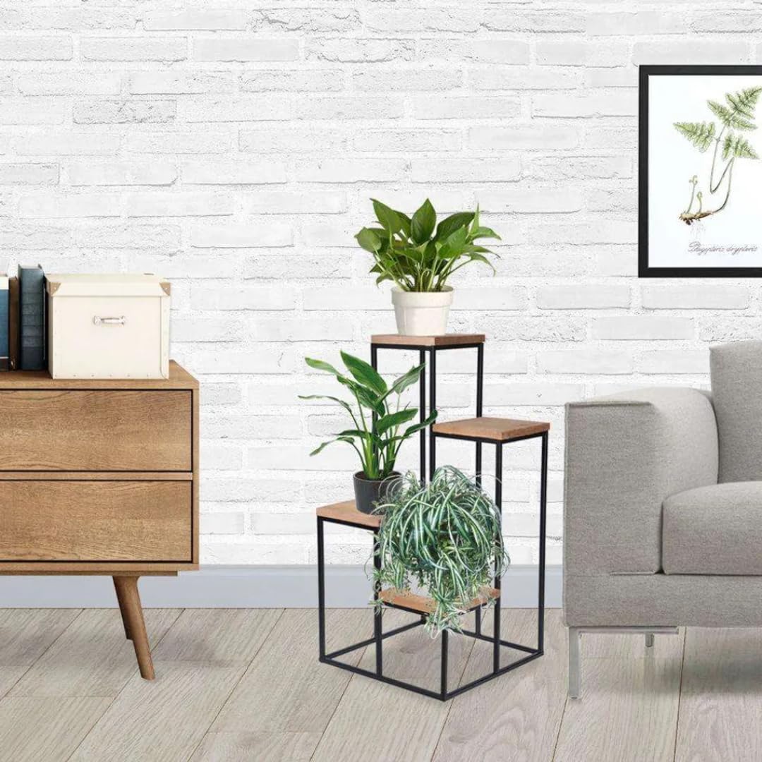 KOOPMANN flower stand with 4 shelves 34x34x67cm (HxH) plant shelf flower stand wooden stand
