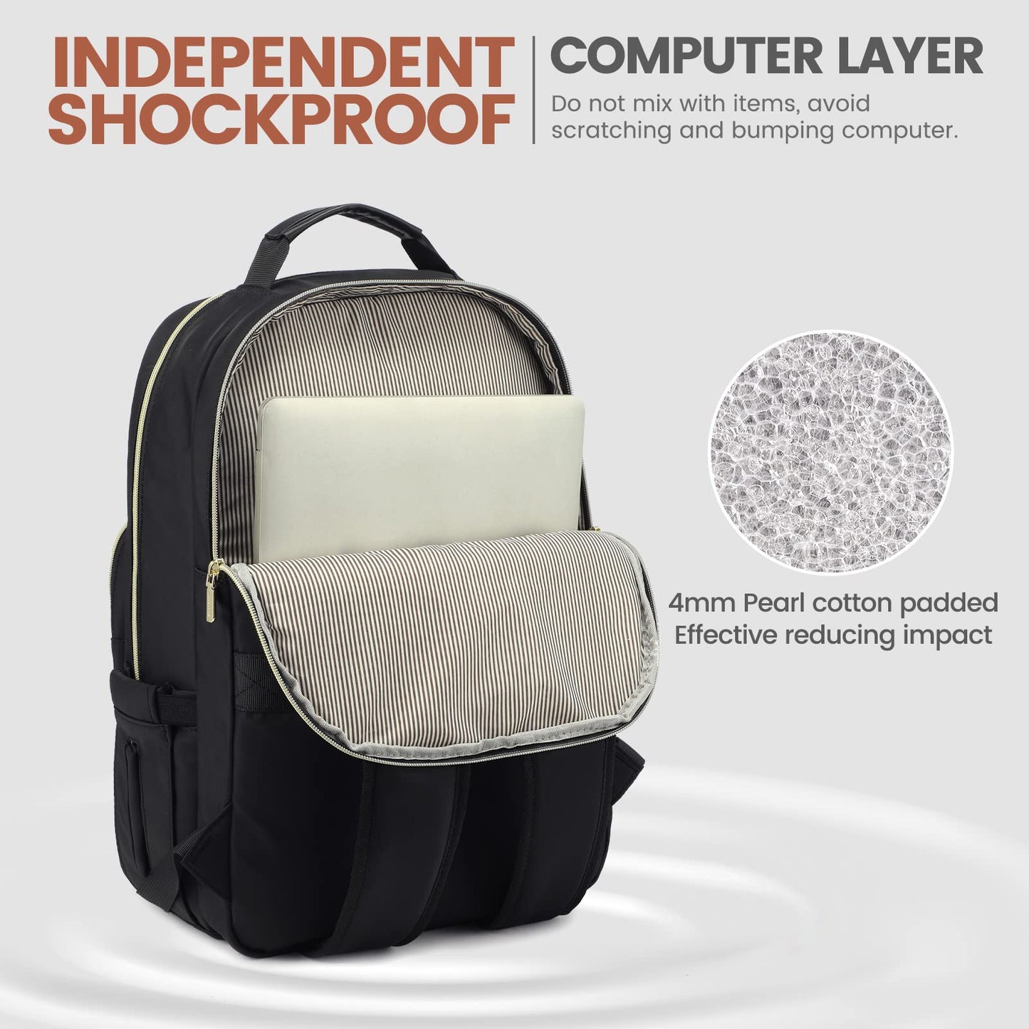 LOVEVOOK Backpack for Women, Large 15.6 Inch Laptop Bag Waterproof School Backpack for Girls Teenagers Daypacks Black, Elegant Backpack Work Bag for School College Travel.