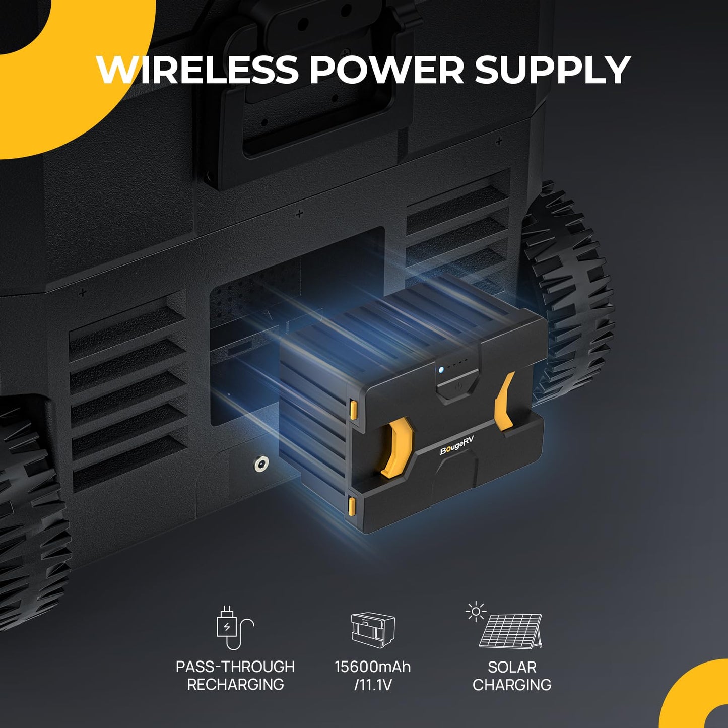 BougeRV 35L compressor cooler box (dual zone) 12/24V 230V with portable power station 173Wh (10hr runtime extension) power supply for car refrigerator