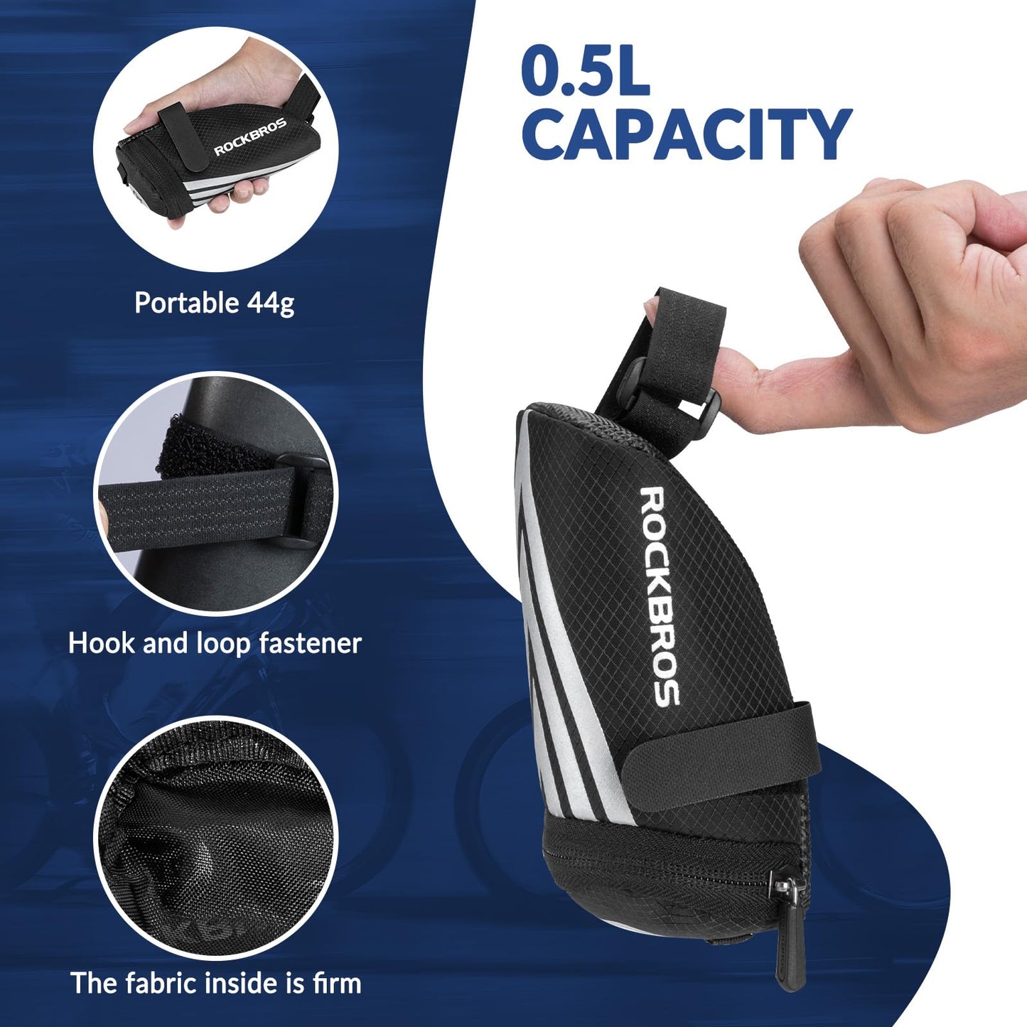 ROCKBROS bike saddle bag + 16 in 1 multifunction tool bicycle bag bike seat pack for mountain bikes, road bikes, and e-bikes 15 * 6.5 * 5CM