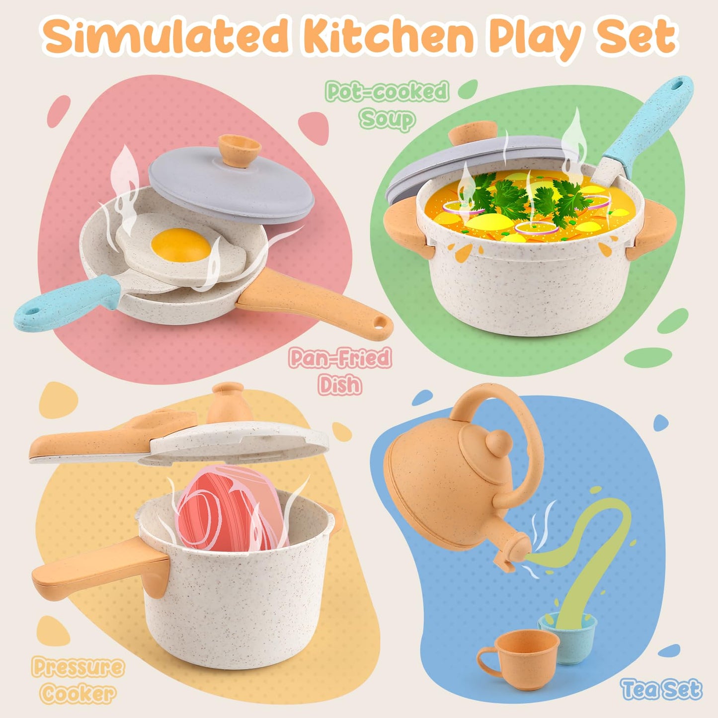 Dreamon Mud Kitchen Accessories Outdoor Kids Kitchen Play Kitchen Accessories Children's Pots And Pans Set 31PCS Kitchen Role Play Christmas Gift for Ages 3 4 5 6 years