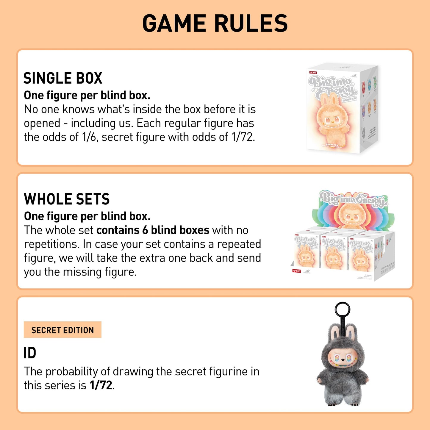 POP MART "The Monsters Big into Energy" series, vinyl plush keychain in a surprise box (Blind Box), blind box figures, action figures with random designs, collectible, toy, home decoration
