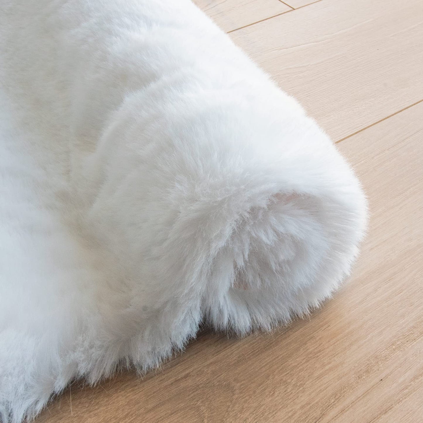 ORINOVA Carpet Living Room Washable White 150x215 cm Bedroom Fluffy Fur Rug Nursery Faux Fur Rug Soft Rectangular