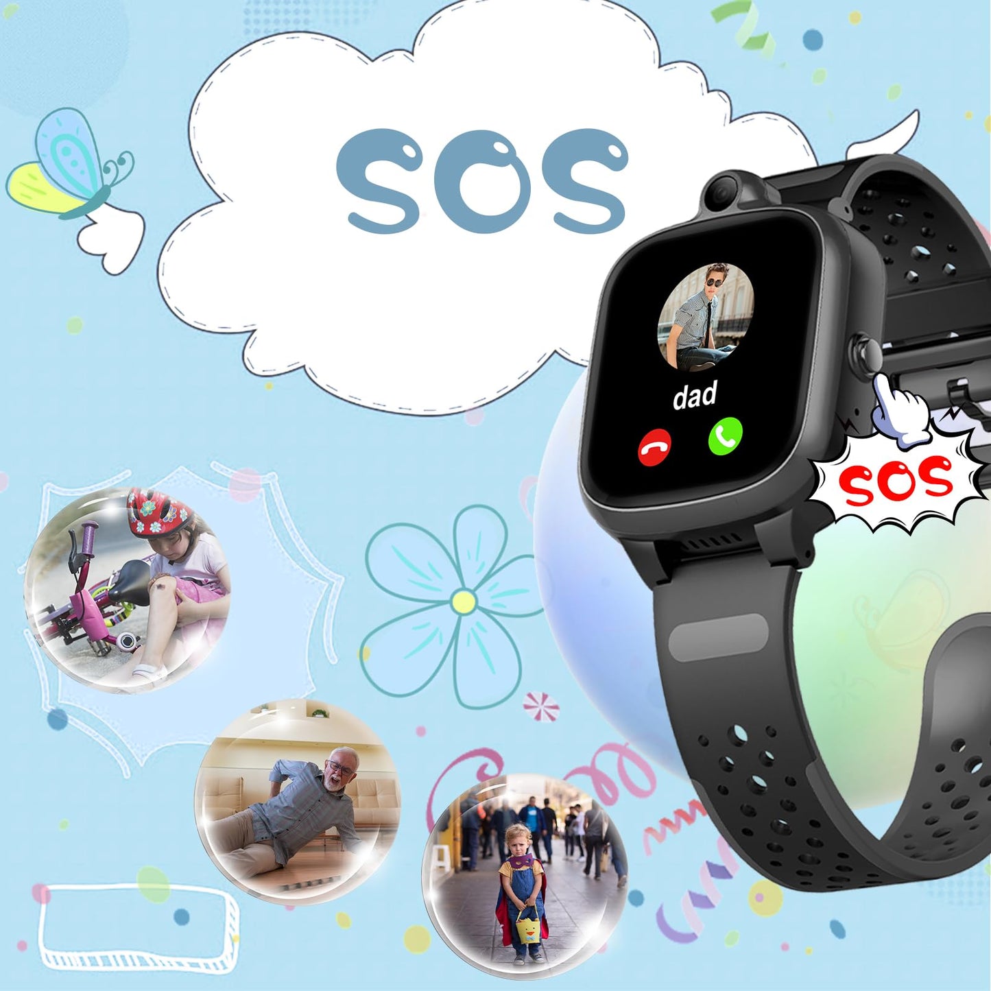 4G kids smartwatch with GPS and phone, touchscreen smart watch for kids with WiFi, video calling, camera, SOS, school mode, gift for boys and girls. Multimedia smartwatches.