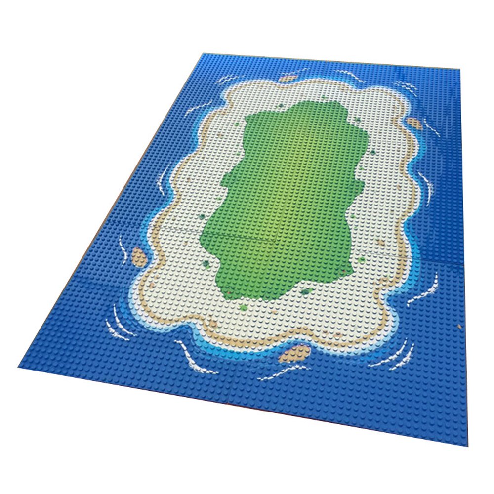 Modbrix Building Blocks Island 6 x Baseplate Island Plate Set 32 x 32 Stud Building Plate, 25.5 x 25.5 cm