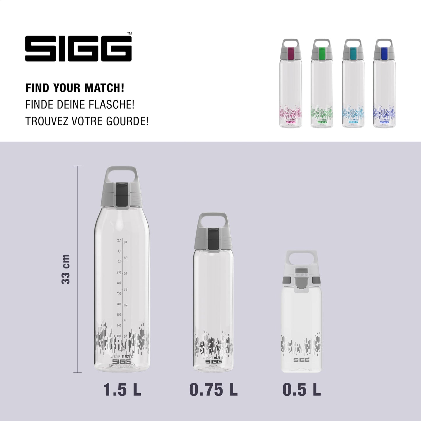 SIGG - Tritan drinking bottle - sports bottle Total Clear ONE MyPlanet Anthracite - carbonated drinks - dishwasher safe, leak-proof, scratch-resistant - BPA-free - sports & fitness - Grey - 0.75L