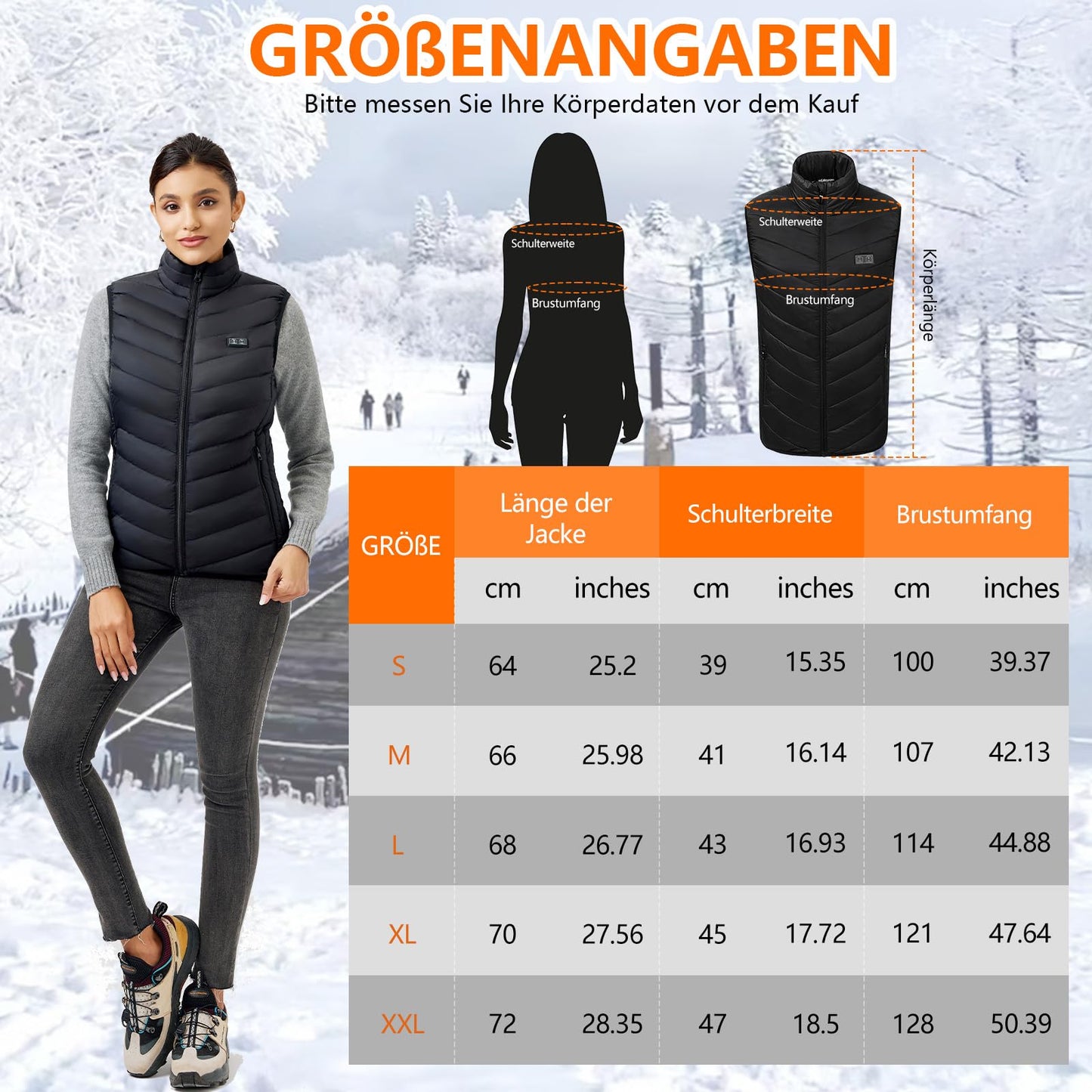 Mincoo Heated Vest for Women Electric USB Heated Vests with 5V 10000mAh Battery, Winter Warm Jacket Vest for Outdoor Activities Hiking Hunting (XXL)