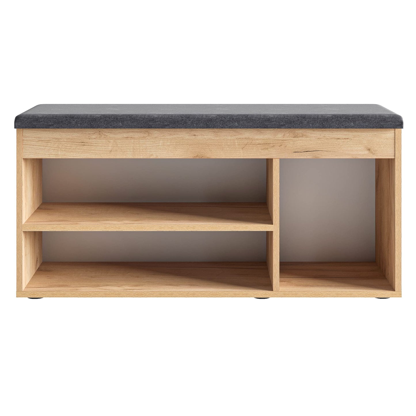 KOMTO shoe cabinet with bench for hallway - shoe rack bench with storage shoe bench with seating area | hallway bench honey oak Sofia 100 x 48 x 32 cm