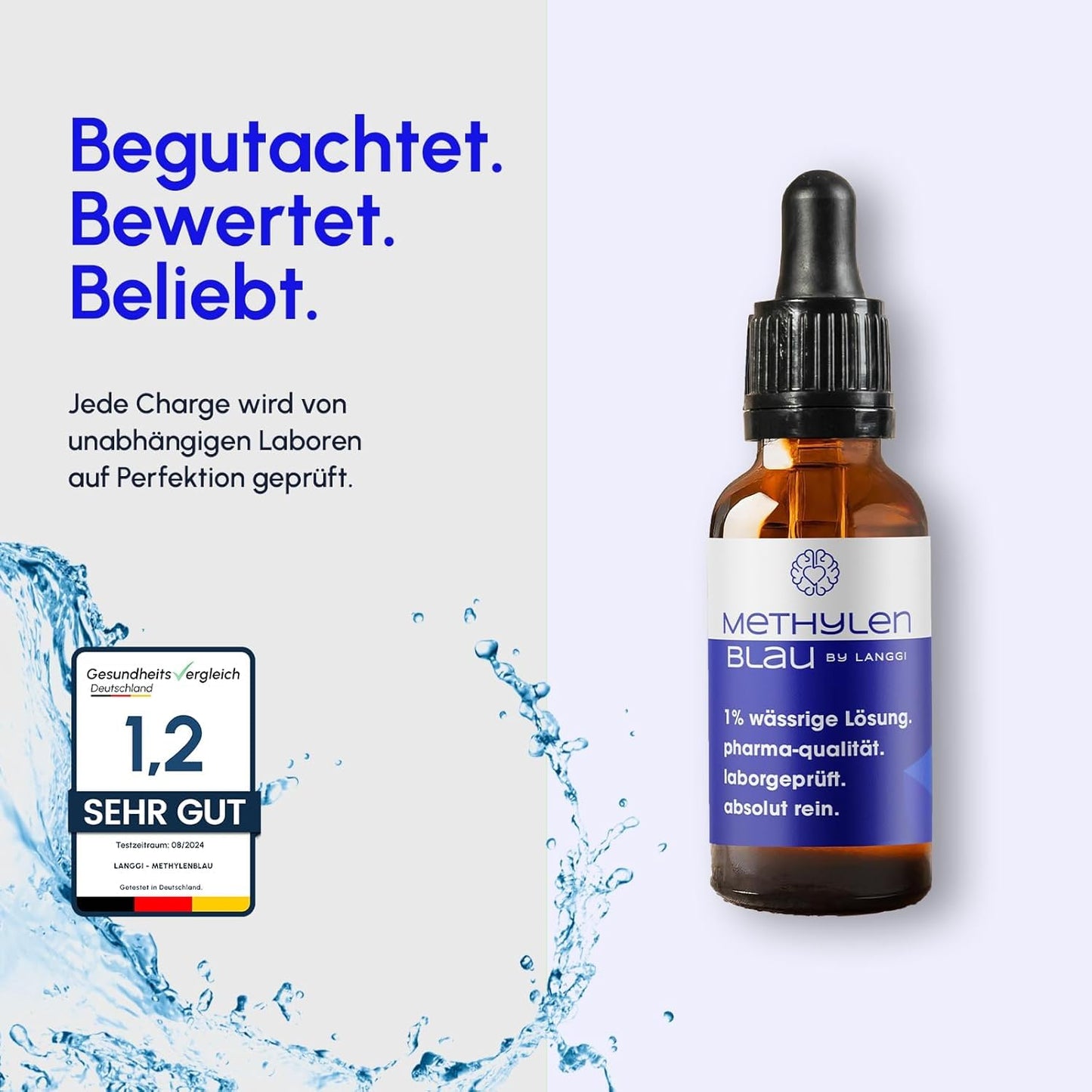 Methylene Blue Drops Pharmaceutical Grade | 99.9% pure | German production & lab analysis | 100ml (2 pack)