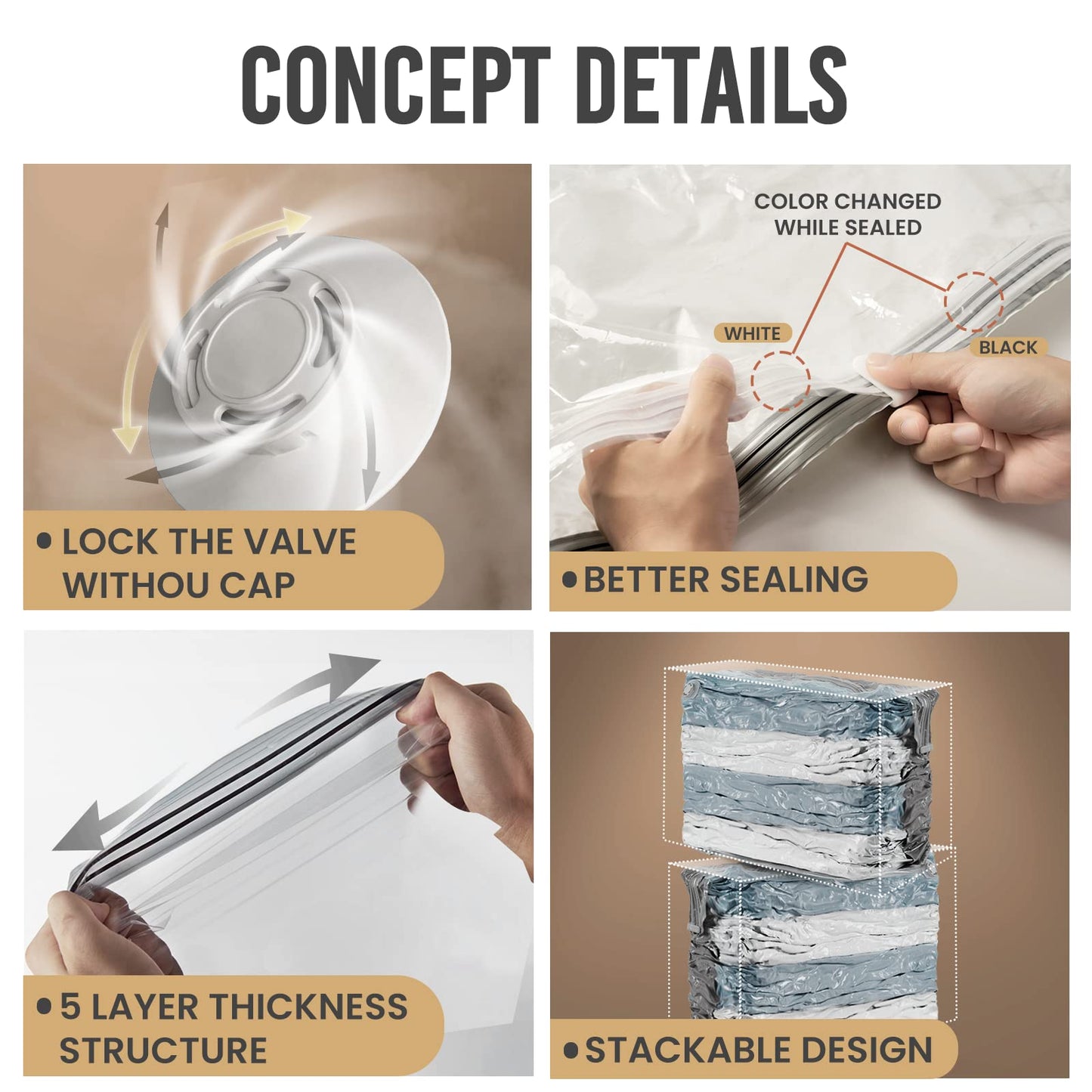 TAILI Cube Vacuum Storage Bags for Clothes, Jumbo 10 Pack (80x100x38 cm), Extra Large Storage Vacuum for Comforters, Blankets, Bedding, Space Saving Vacuum Garment Bags.