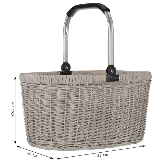 Anndora shopping basket wicker basket with aluminum frame 22 L beige - foldable aluminum handle