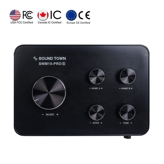 Sound Town Wireless Microphone Karaoke Mixer System, with support for HDMI ARC, Optical (Toslink), Smart TV, Media Box, PC, Bluetooth, Soundbar, Receiver, and AUX (SWM15-PROS)