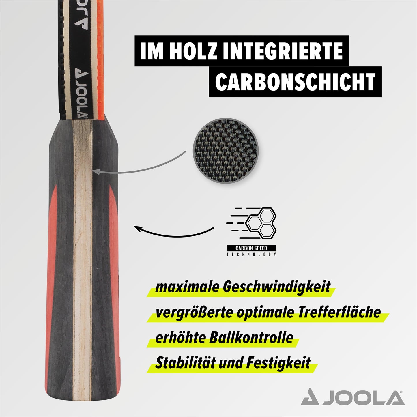 JOOLA Table Tennis Set Duo Carbon 2 table tennis rackets + 3 table tennis balls + table tennis case, red/black, 6 pieces