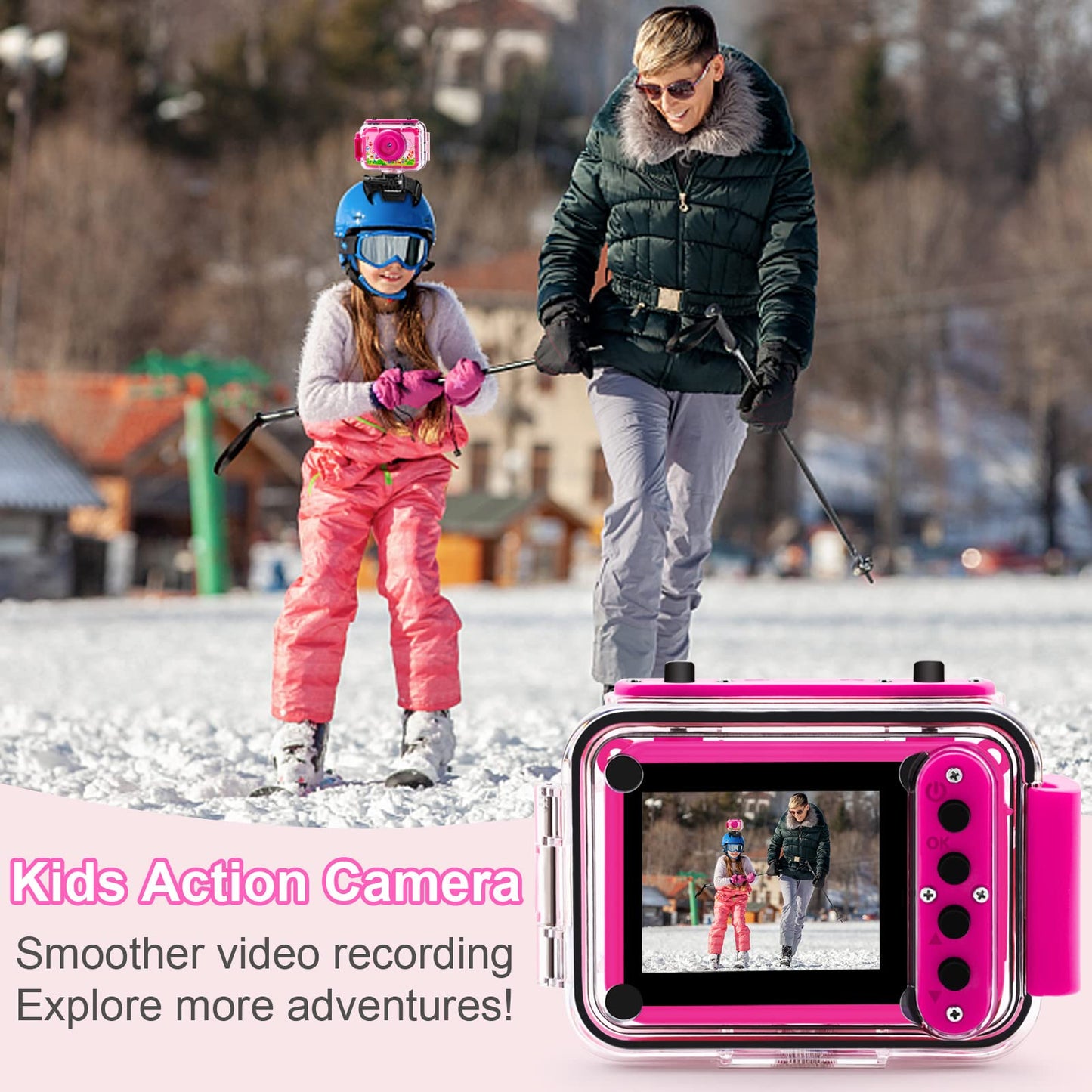 GKTZ Gift for Girls 3-12 years old, Kids Camera waterproof with 32GB SD card, 20MP & 1080P HD Selfie Digital Camera for Kids, Children's Underwater Camera