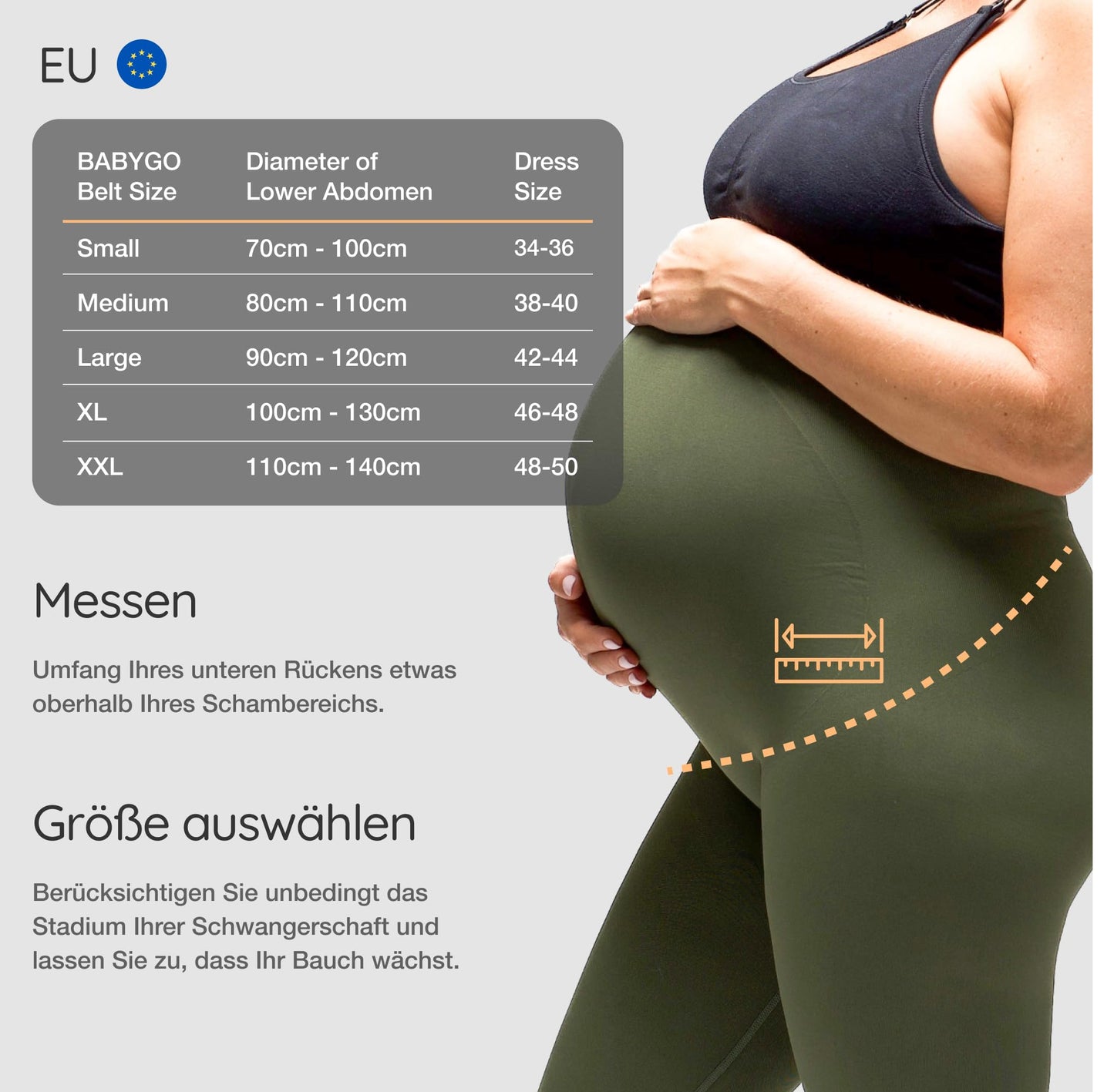 BABYGO® belly belt Pregnancy | Pregnancy belt Support belt belly support pelvic belt | including exercise book - Yoga for pregnant women M Black