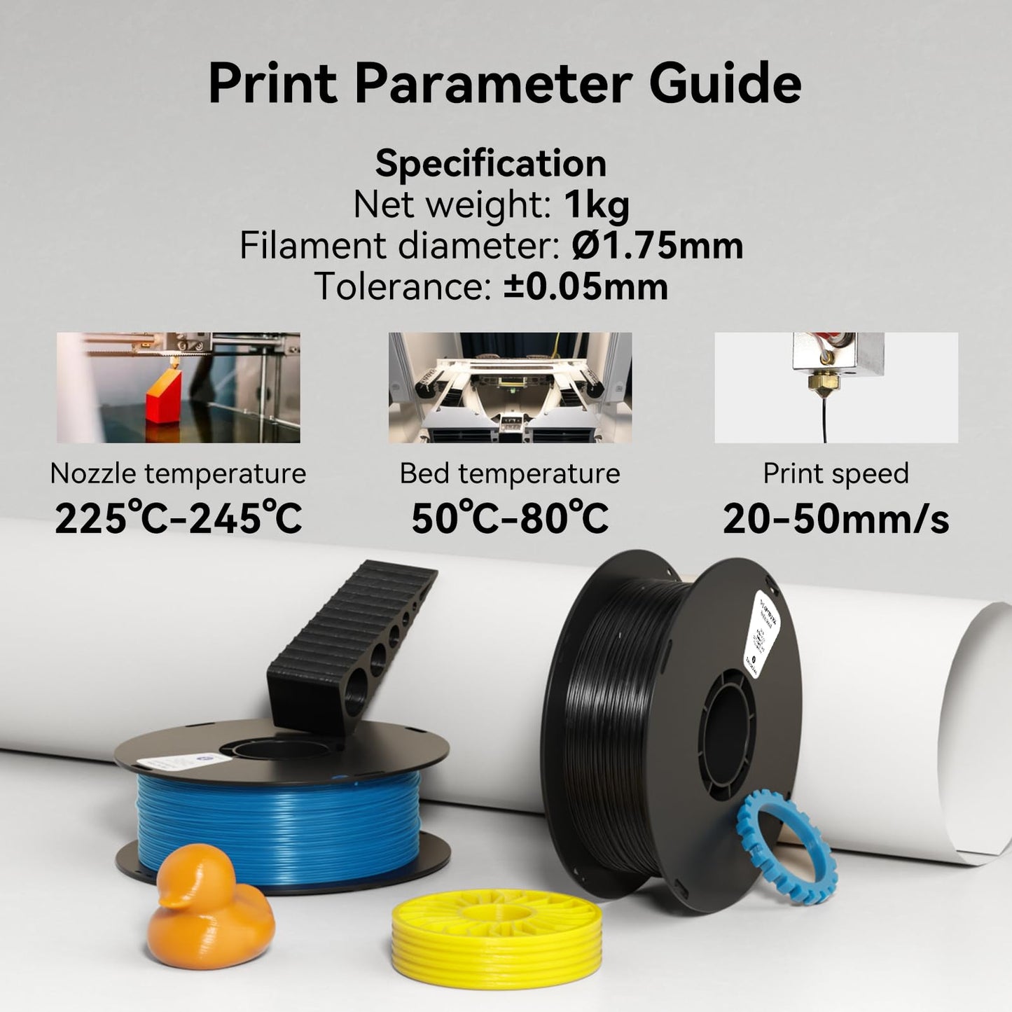kexcelled TPU 95A filament, flexible and soft, excellent elasticity, 1.75mm 1kg spool, 3D printer material, vacuum sealed, for FDM printers, red.