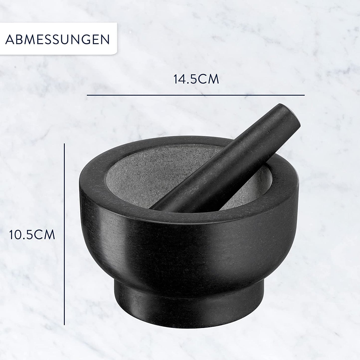 Jamie Oliver by Tefal Granite Pestle and Mortar, 14.5 cm diameter, perfect for crushing herbs and spices, easy to clean, K1823155.