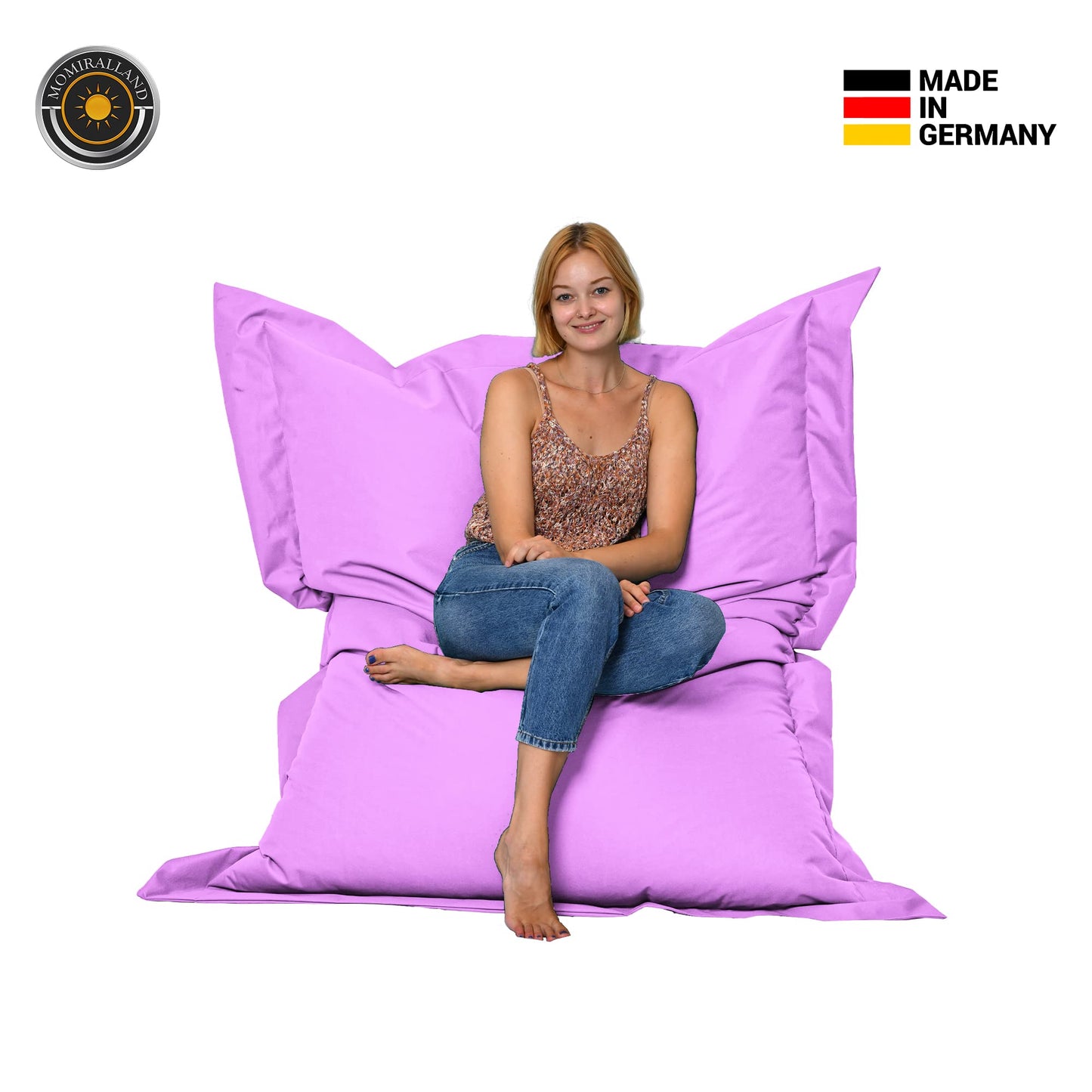 Momiralland Rectangular Bean Bag Chair - Indoor & Outdoor - 2 in 1 Function - for Relaxation - Giant Seat Cushion for Kids and Adults - EPS Bead Filling (Kiwi, Indoor & Outdoor 120 x 140 cm)