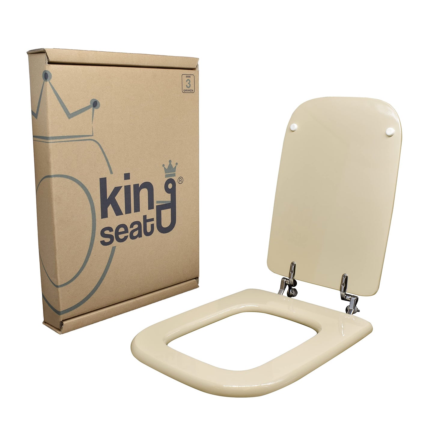 King Seat toilet seat, Conca Ideal Standard series, made of certified MDF, Champagne color.